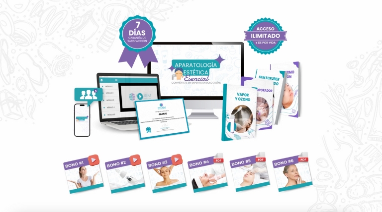 Portada del curso Aparatología Esencial de EDUEM para aprender electroestimulación y aparatología.