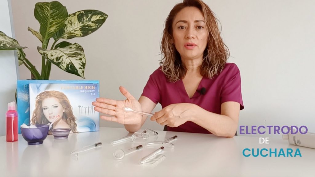 Electrodo de cuchara de alta frecuencia, ideal para zonas pequeñas como ojos y nariz.