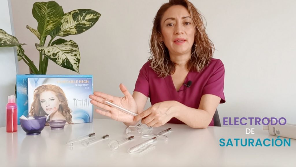 Electrodo de saturación utilizado en masaje indirecto y penetración de activos.