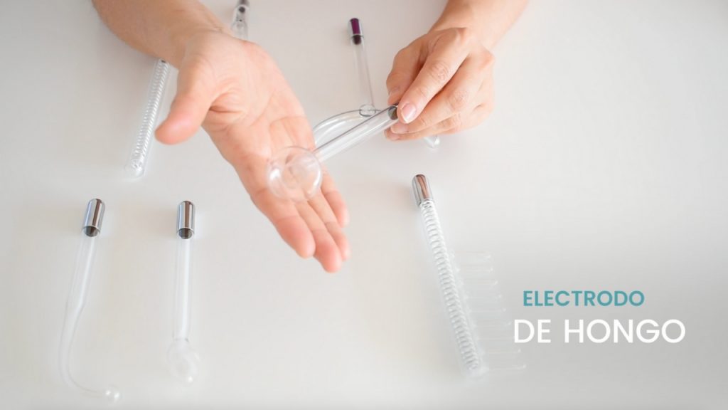 Electrodo de hongo para tratamientos faciales, cuello y escote con alta frecuencia.