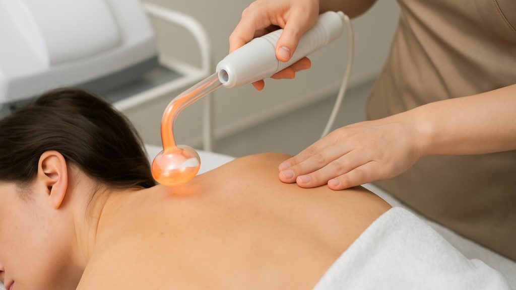 Técnica de chisporroteo aplicada en tratamiento corporal.