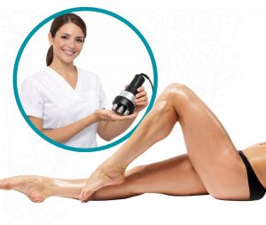 Tratamiento profesional para moldear piernas con radiofrecuencia corporal que ayuda a reducir celulitis y reafirmar la piel
