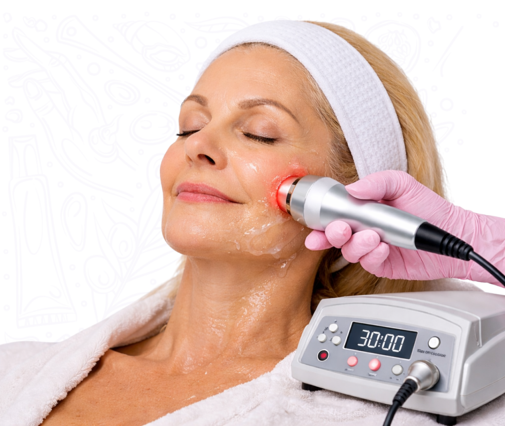 Tratamiento de radiofrecuencia facial con efecto lifting sin cirugía para reafirmar la piel y estimular colágeno