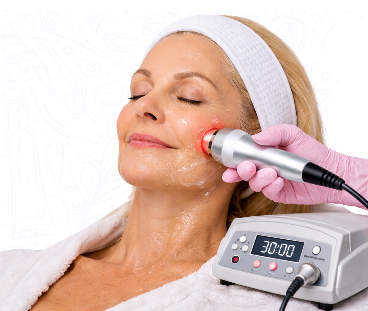 Tratamiento de radiofrecuencia facial con efecto lifting sin cirugía para reafirmar la piel y estimular colágeno