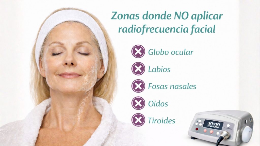 Zonas del rostro donde no se debe aplicar radiofrecuencia facial como ojos, labios y tiroides