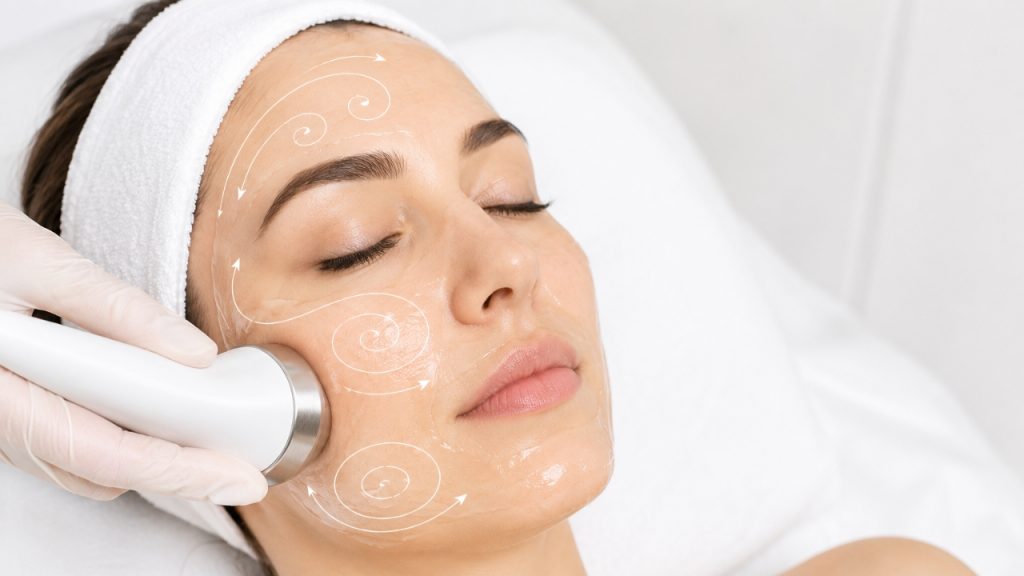 Técnica de aplicación del ultrasonido facial con movimientos circulares