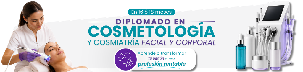 Diplomado en Cosmetología y Cosmiatría Facial y Corporal de EDUEM con formación profesional y práctica.