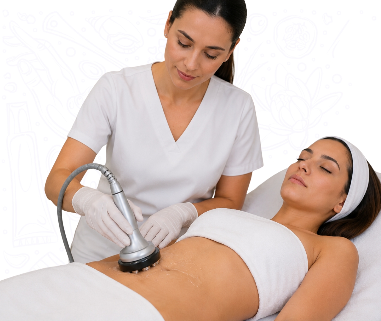 Radiofrecuencia abdominal aplicada por una cosmetóloga para trabajar la flacidez y reducir medidas.