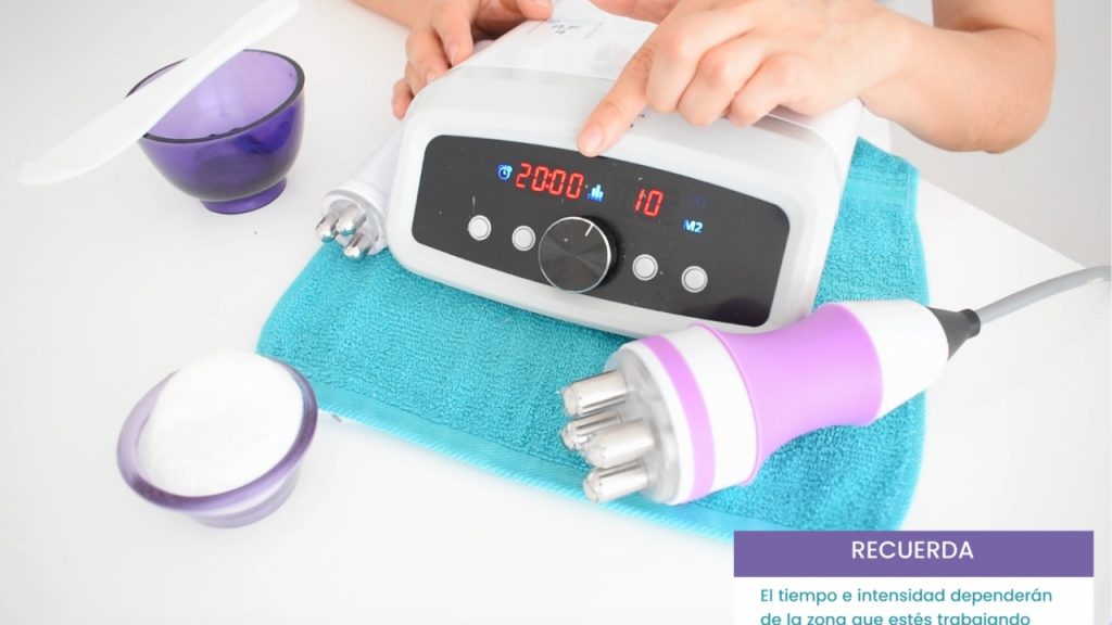 Programación del tiempo y la intensidad para un tratamiento de radiofrecuencia abdominal.