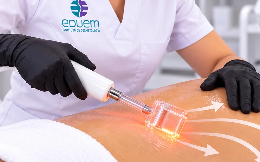 Tratamiento corporal con alta frecuencia en cabina de estética.