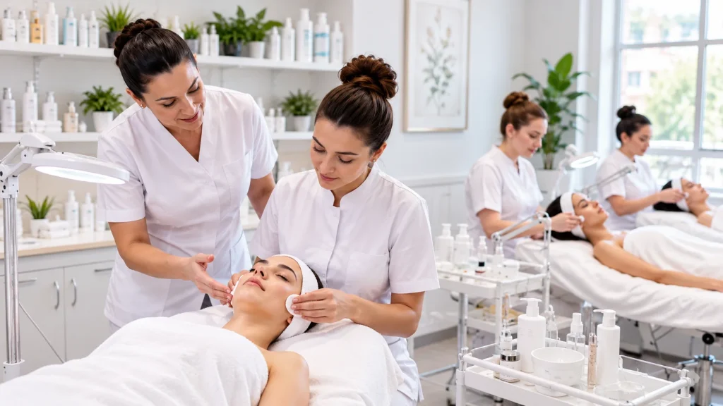 Clase práctica de cosmetología facial