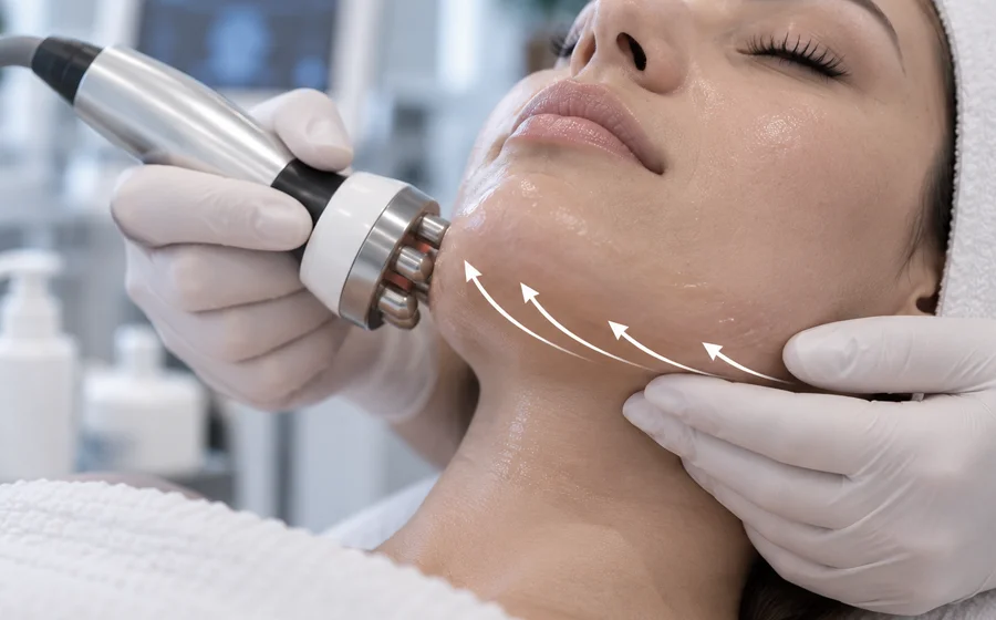 Radiofrecuencia facial enfocada en la zona del mentón